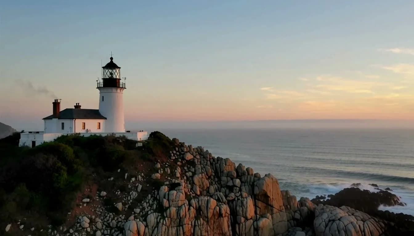 Frame from the actual lighthouse text-to-video example